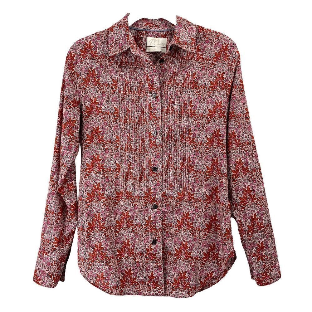 J. Crew Slim-fit‎ cotton tuxedo shirt in Liberty Aubrey Forest floral Sz 00